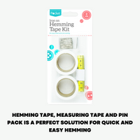 2x Hemming Tapes 8M Large Rolls Measuring Tape Pins Iron On Fabric Cloth Kit Set - ZYBUX