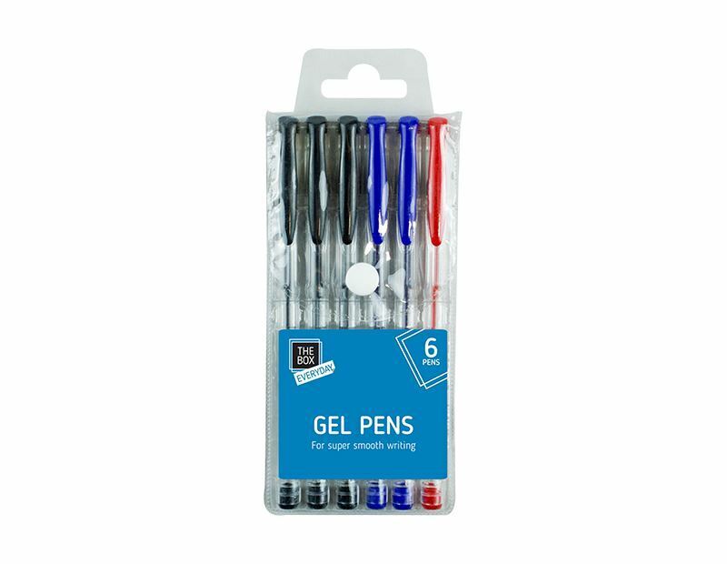 Pack Of 6 Gel Blue Black Red Pens Writing Stationery Christmas Card Pens