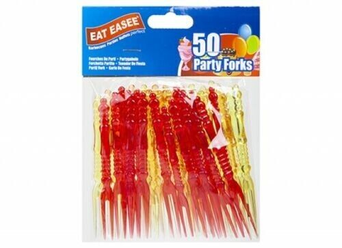 Coloured Plastic Cocktail Forks Party Buffet BBQ Finger Food Picks Sticks 11cm