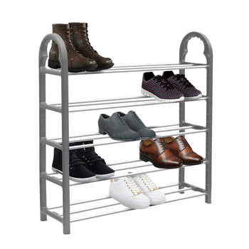 ZYBUX - 5 Tier Shoe Rack Organiser, Quick Assembly No Tools Required, Holds upto 15 pairs (L) 63cm x (W) 19cm x (H) 67cm - Grey - ZYBUX