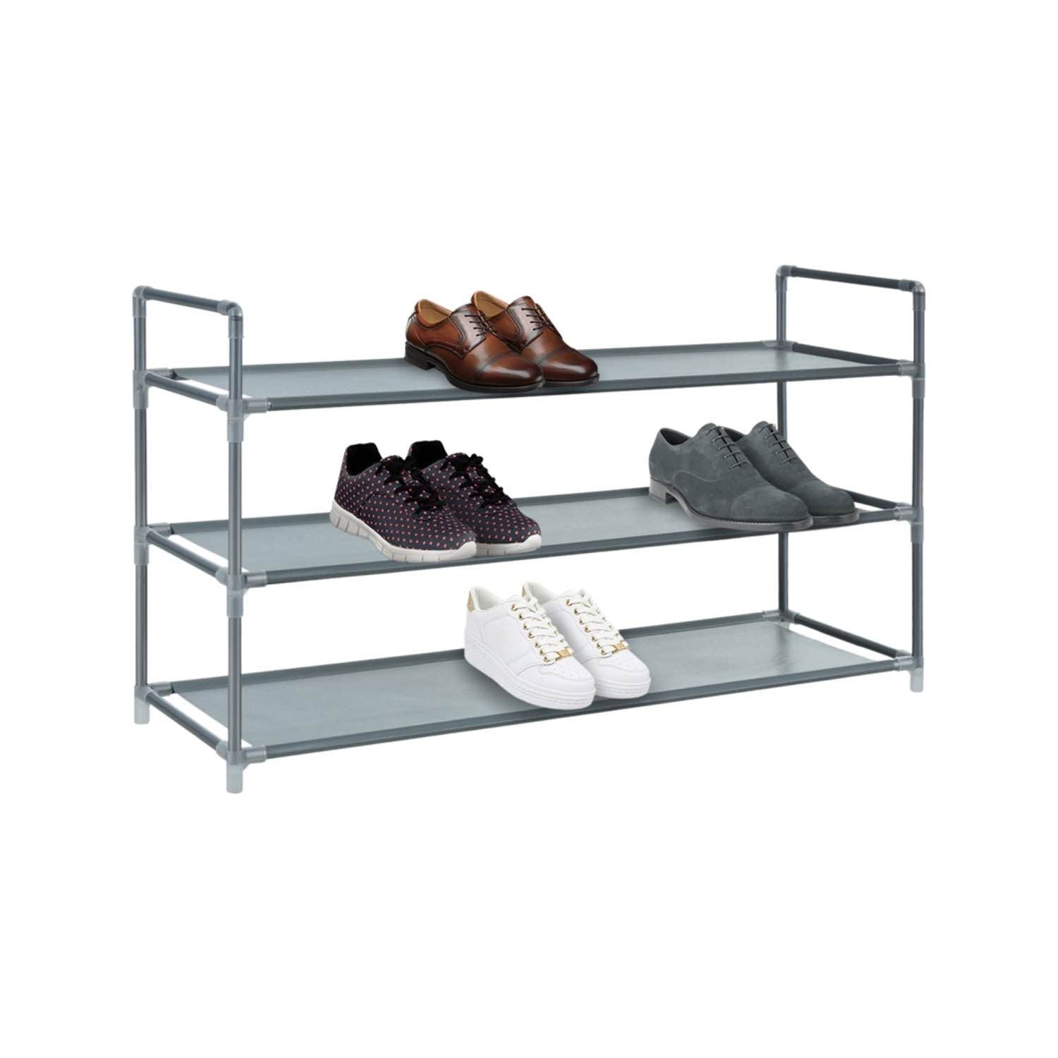 3 Tier Fabric SHOE Stand Storage Organiser RACK Lightweight Compact Space Save [Grey] - ZYBUX