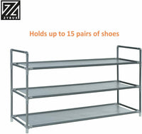 3 Tier Fabric SHOE Stand Storage Organiser RACK Lightweight Compact Space Save [Grey] - ZYBUX