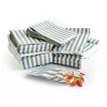 50 STRIPED CANDY PAPER BAGS FOR SWEET FAVOUR BUFFET WEDDING GIFT 7"x9" - 5"x7" - ZYBUX