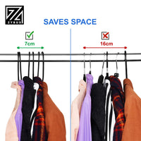 ZYBUX - 20 x Adult Coat Hangers Black Colour Extra Strong Plastic Clothes with Suit Trouser Bar (40cm Wide) - ZYBUX