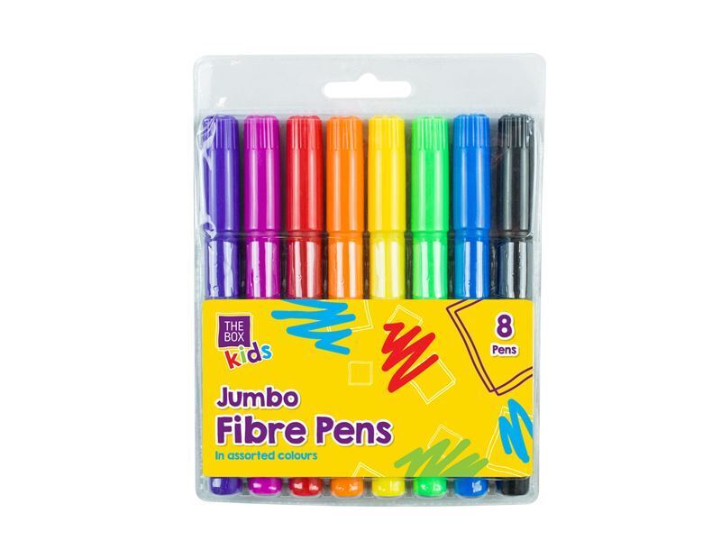 8x CHUNKY JUMBO FIBRE PENS Thick Easy Grip Kids Drawing Writing Felt Tip  Markers
