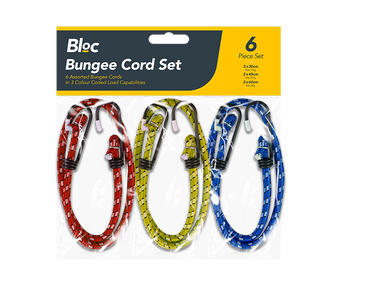 6 X Bungee Cords Set Tie Car Luggage Elasticated Hook Bike Straps Rope Load HOOK - ZYBUX